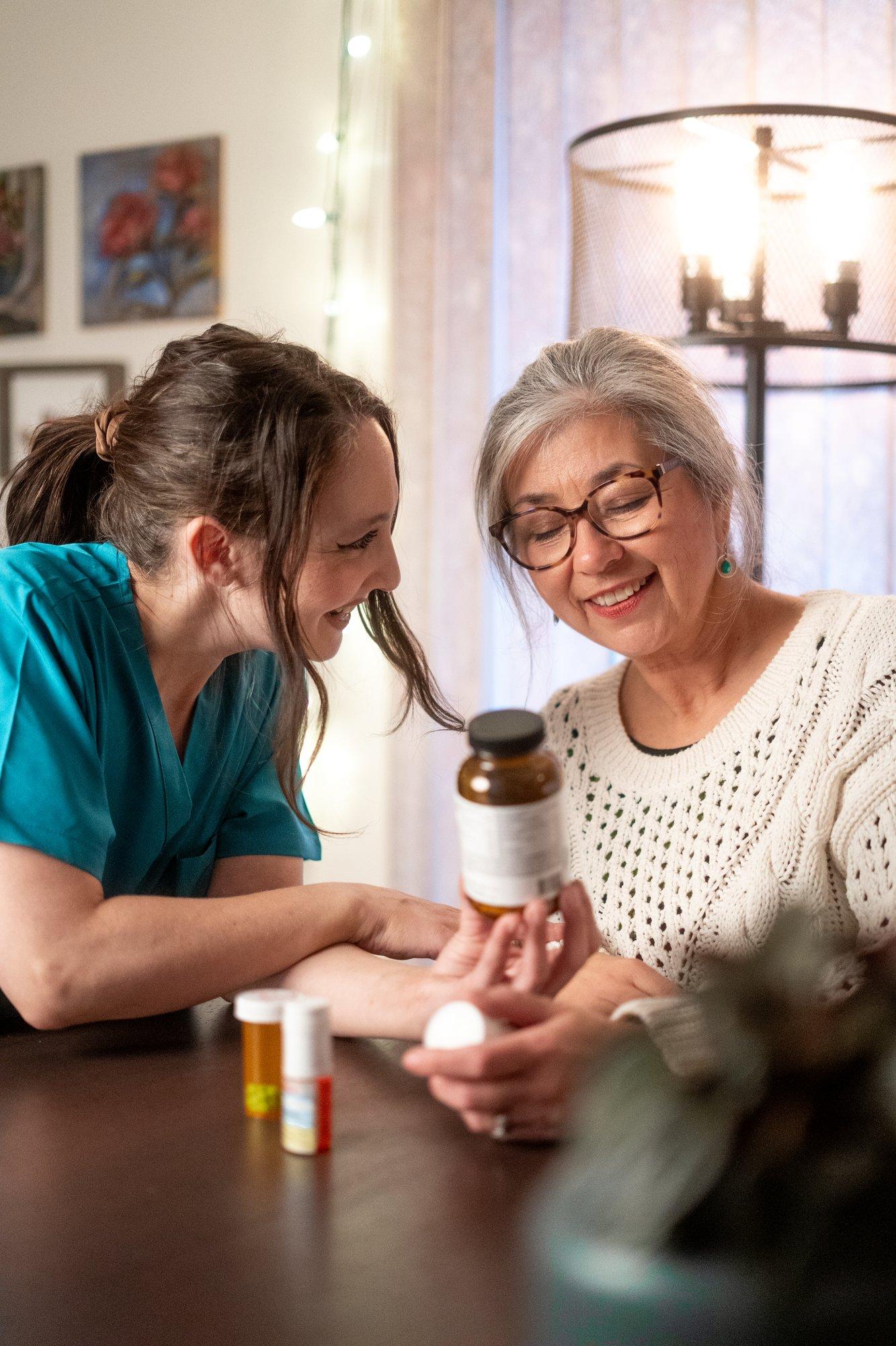 Valisen Home Care caregiver helping client with medicine in Ottawa